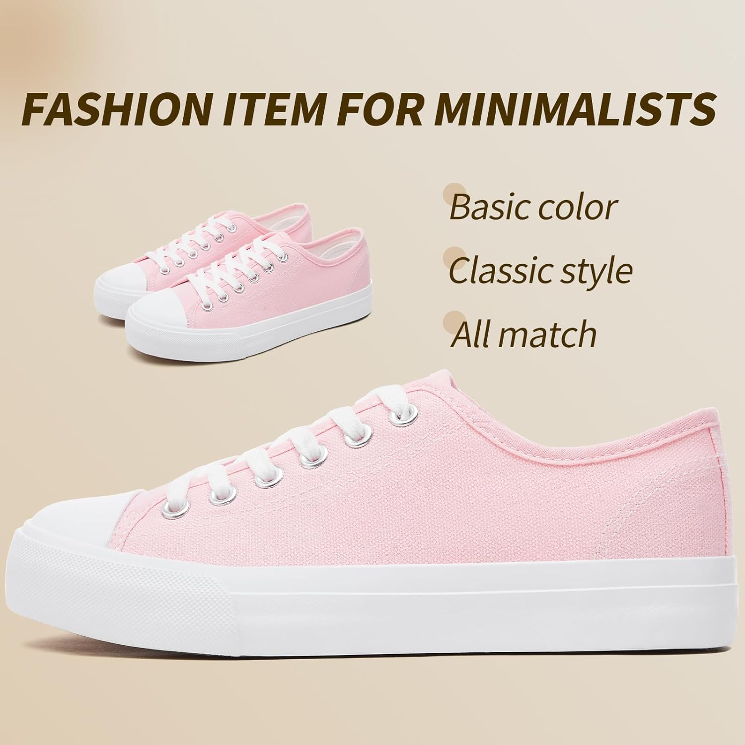 Uoidru White Tennis Canvas Shoes for Women Black Canvas Sneakers Womens Fashion Sneakers Classic Lace Up Walking Shoes - Image 6