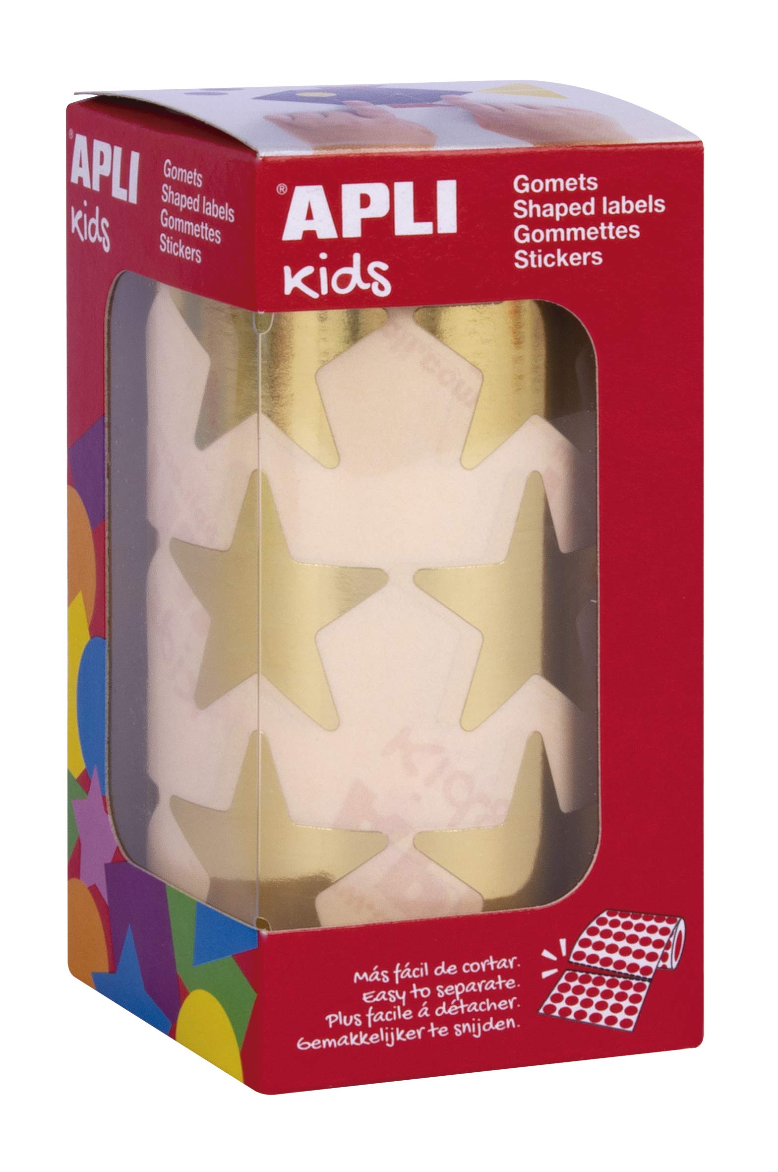 APLI 17866 - Rollo gomets estrellas 33 mm metalizados oro