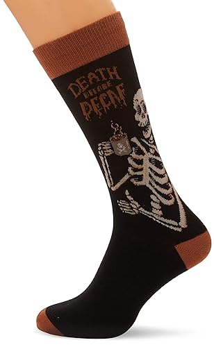 Socksmith Mens' Novelty Crew Socks Death Before Decaf - One Size - Black