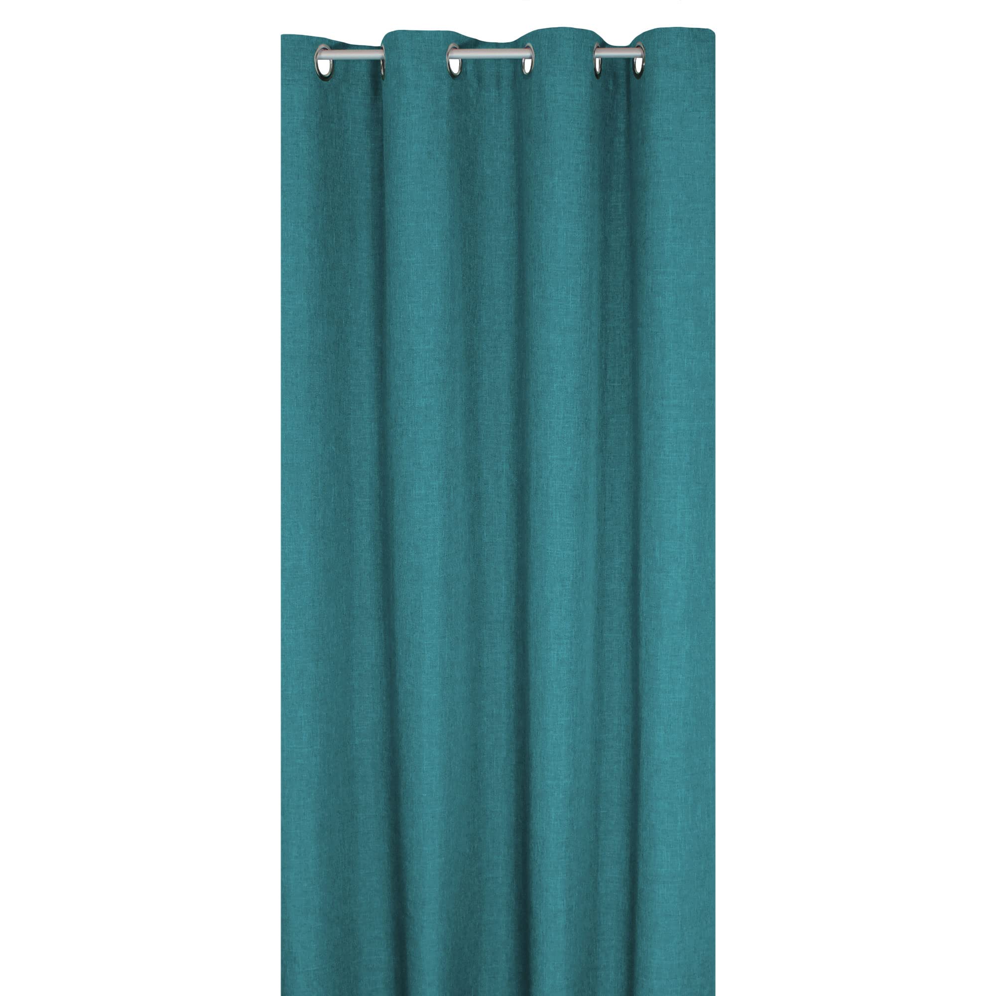 Haus und Deko Vorhang 2er Set 140 x 245 cm Petrol Leinenoptik, blickdichter Ösenvorhang mit Metall-Ösen, klassisch Elegante Gardine, Vorhänge für Wohnzimmer Schlafzimmer