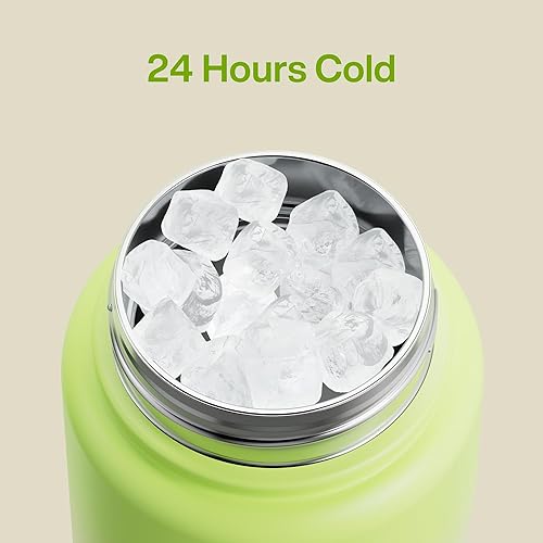 Miniatura 1053 de ENCOOL Botella de agua aislada con popote, de acero inoxidable, a prueba de fugas, sin BPA, al vacío de doble pared que se mantiene fría durante 24