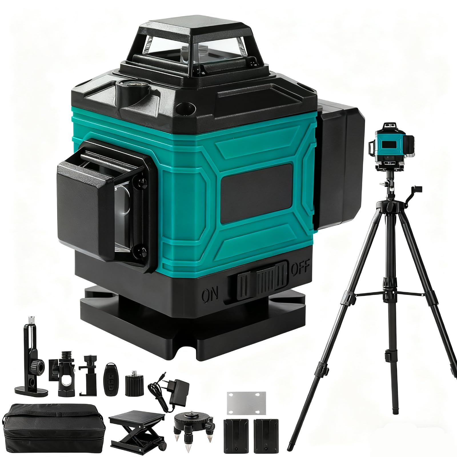Livella Laser Autolivellante 16 Linee, 4x360° Professionale Livello Laser Verde luminosità regolabile IP54 impermeabile batteria 4800 mAh laser a linee per lavori edili e fai da te