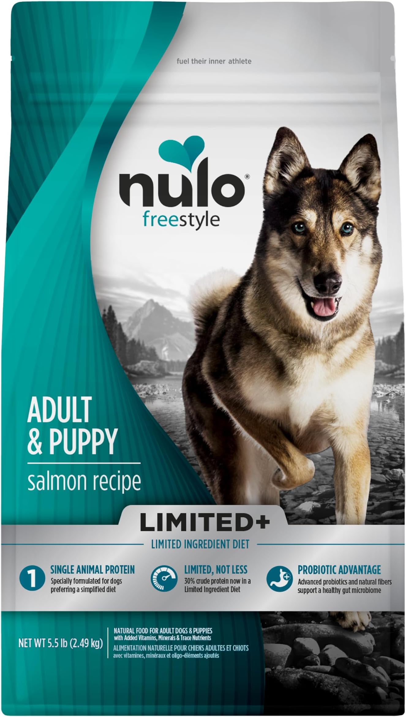 Nulo FreeStyle Limited Ingredient Dry Dog Food - High Protein Salmon Recipe, Natural Grain Free Dog Food for Puppies & Adults, Small, Medium and Large Breed Kibble, 5.5lb Bag