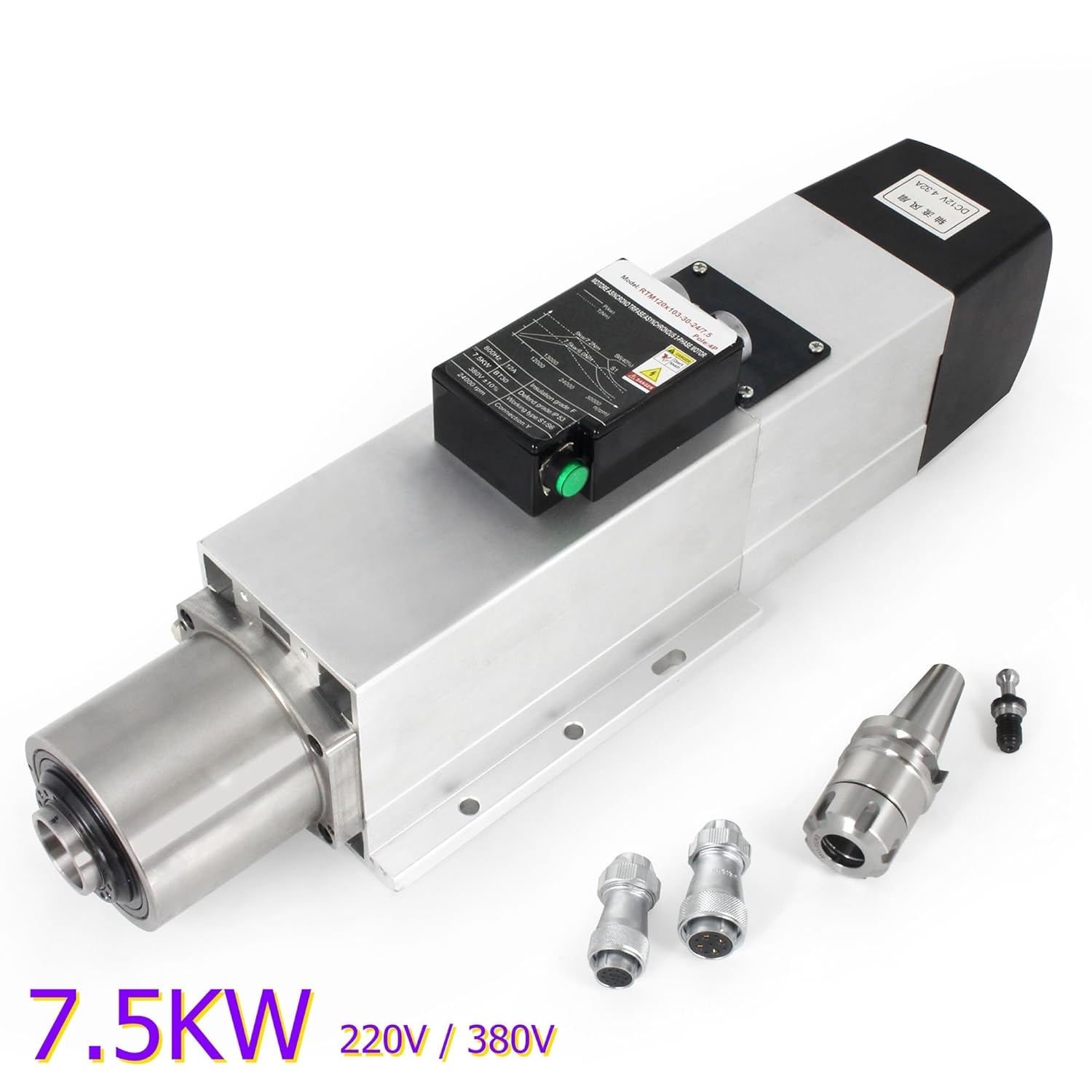 Computerized Numerical Control Router Milling 7.5KW air Cooled ATC Automatic Tool Change Motor BT30 24000RPM 220V 380V 800Hz + Tool Holder(220V Spindle)