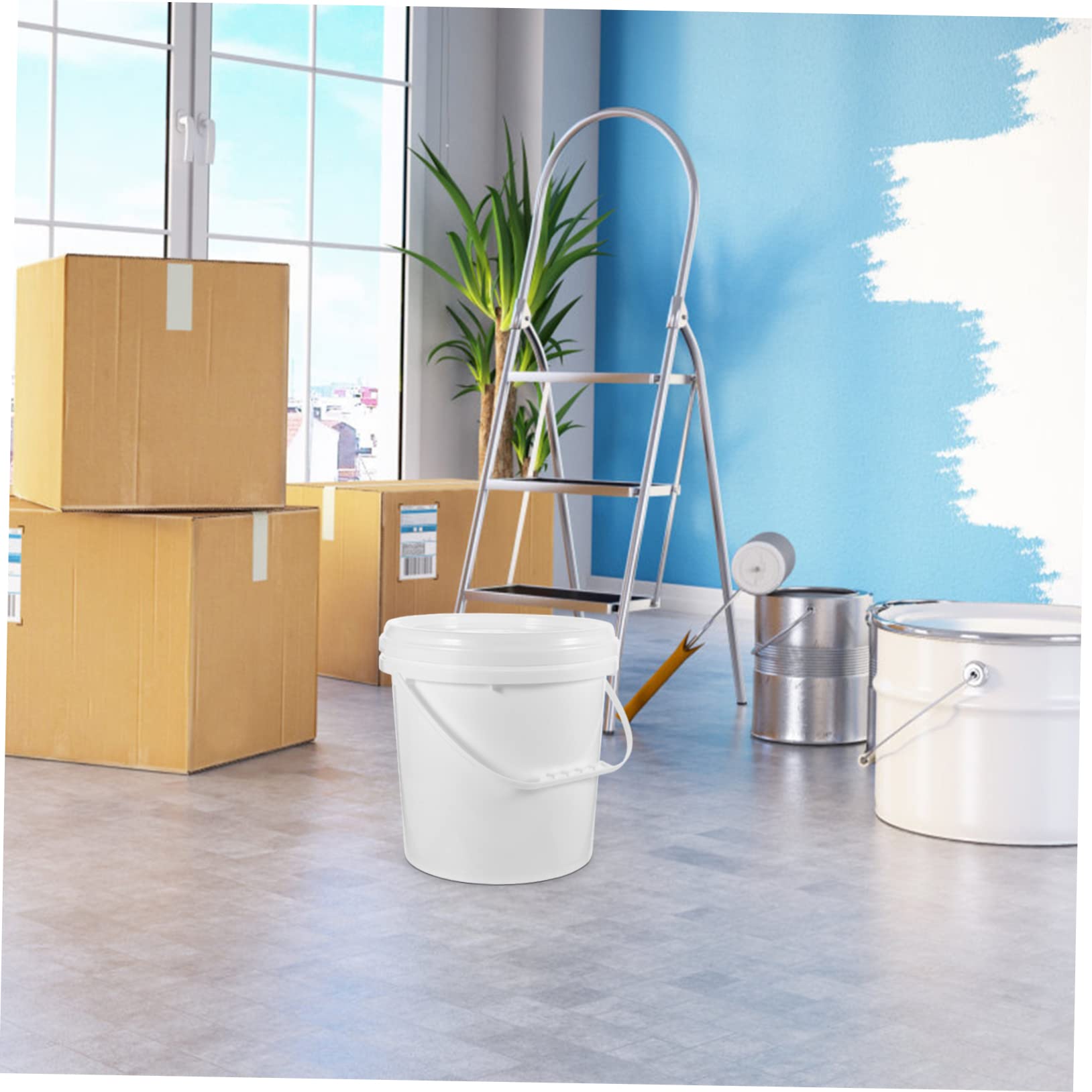 Cubo de Pintura Blanco Hdpe de 10 L con Tapa para Almacenamiento | Recipiente Hermético, Resistente a Caídas Deformación, Apto para Agua y Embalaje de Pintura