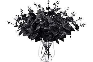 18Pcs Black Artificial Flowers 2 Styles Black Eucalyptus Stems for Table Centerpieces