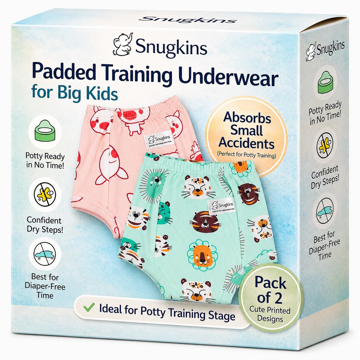 Snugkins Padded Underwear for Big Kids 6-7 years with 4 Layers of Cotton Padding Potty Training Pull Up Pant & Diaper-Free Time Pack-2-image-22