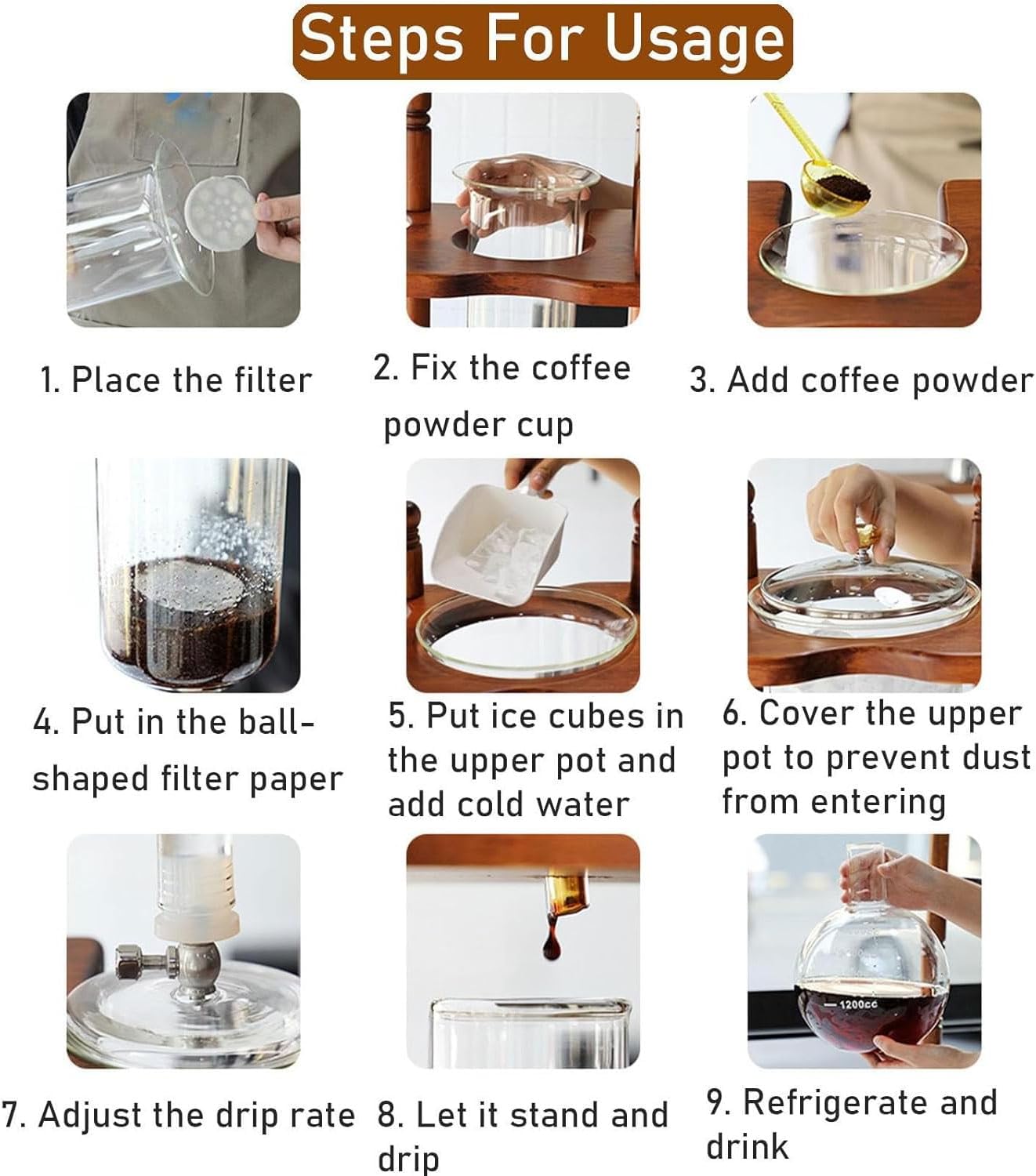3000ml Cold Brew Coffee Maker, Detachable Commercial Ice Drip Coffee Tower With Stainless Steel Regulator, 23-25 Cups Ice Coffee, for Home, Office, Coffee Shop
