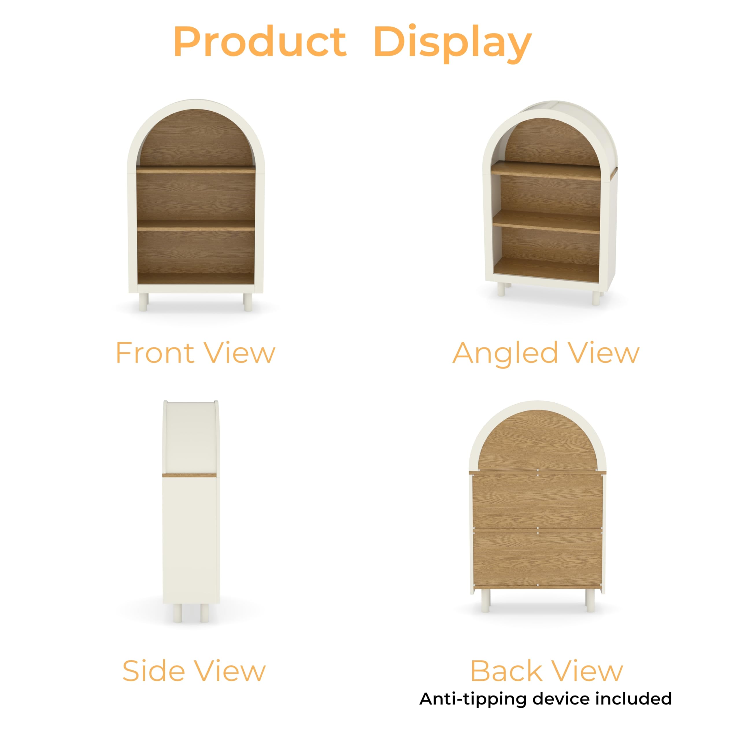 Bibliothèque moderne à 3 niveaux – Étagère courte ouverte en bois pour salon, chambre à coucher et bureau à domicile – Meuble Slish blanc Smal Solut Ele Design