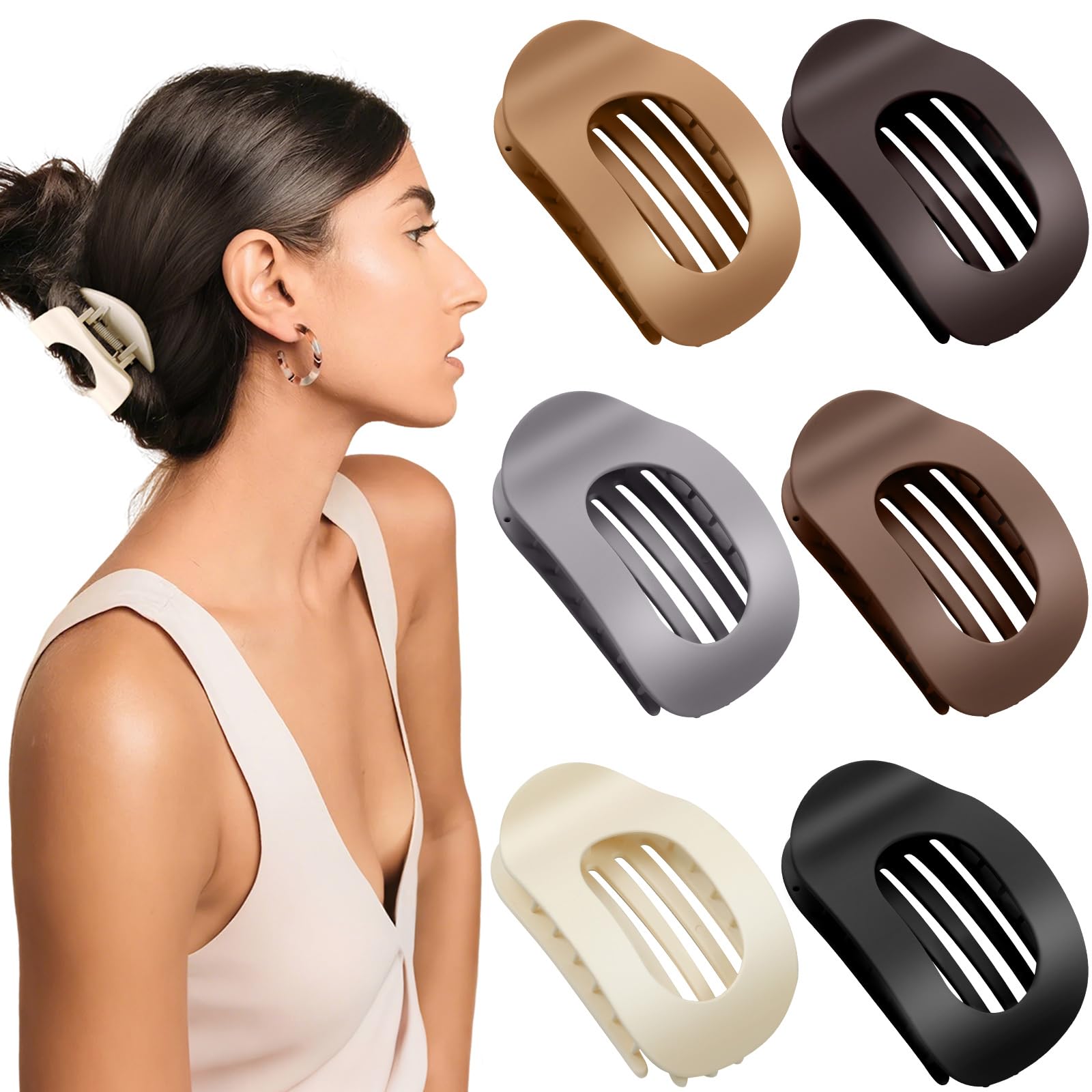 AWUMBUK Mollettone Capelli Donna, 6 Pezzi Eleganti Pinze Ovali per Capelli Donna Moda Antiscivolo Flat Hair Clips Francesi Accessori per Capelli per Tutto il Giorno