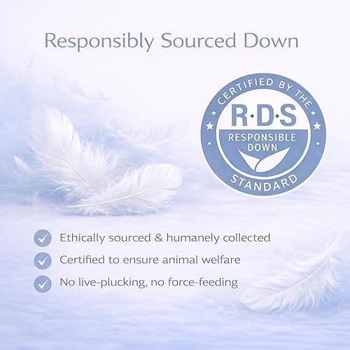 Miniatura 7 de Juego de 2 almohadas de plumón 100% de lujo, tamaño Queen, fabricadas en la familia en Nueva York, almohadas de cama transpirables para dormir, de
