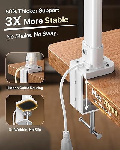 Miniatura 8 de ONEMIX Lámpara de escritorio LED de 42 pulgadas con abrazadera, luz de escritorio de arquitecto con control remoto, barra ajustable de 4 segmentos,