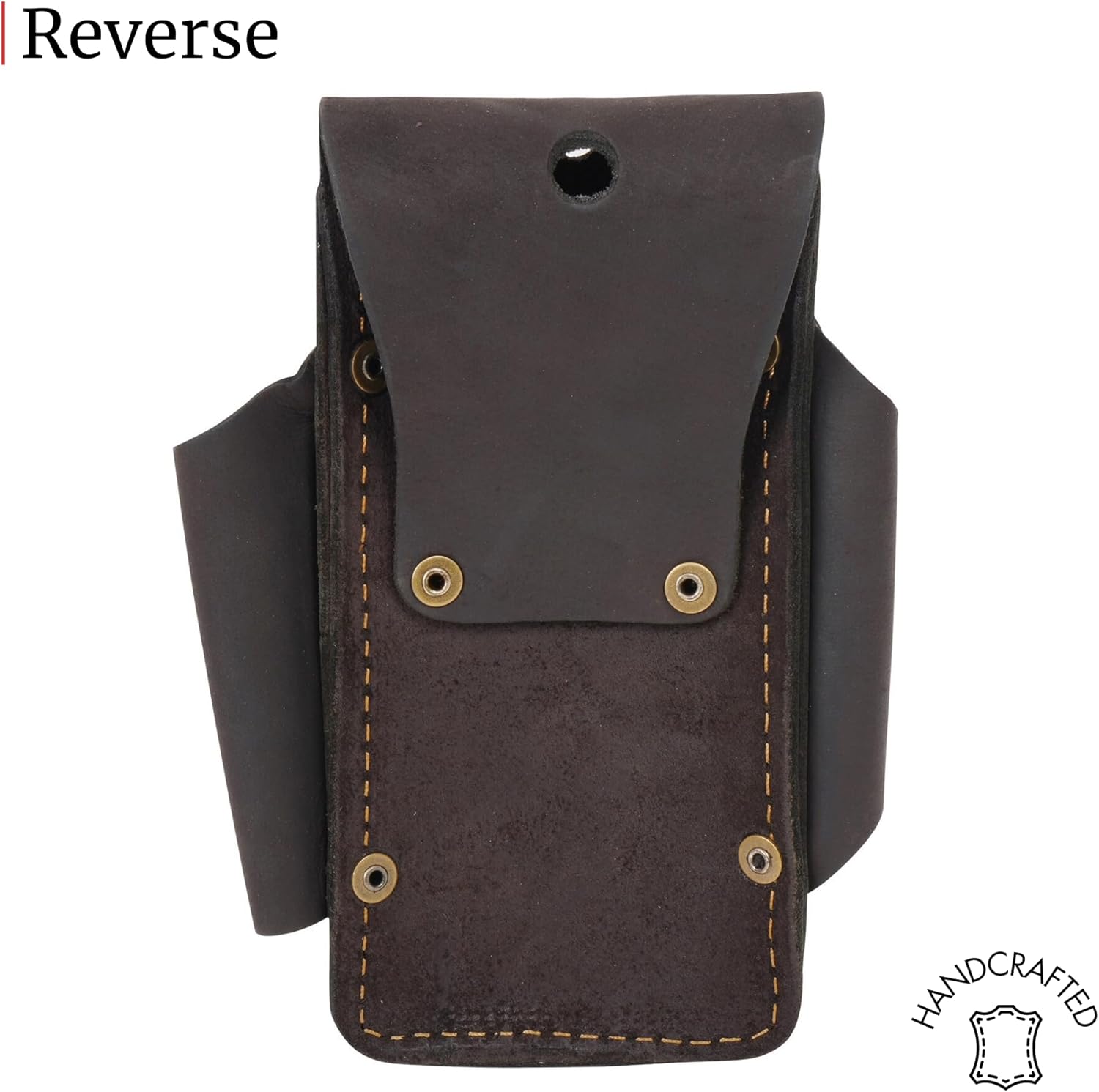 FESA Small Leather Tool Pouch - 5-in-1 Heavy Top Grain Leather Small Tool Pouch with a Steel Hammer Loop, 4 Pockets & Reinforced Heavy Duty Rivets - Fits Belts up to 3" - Handcrafted