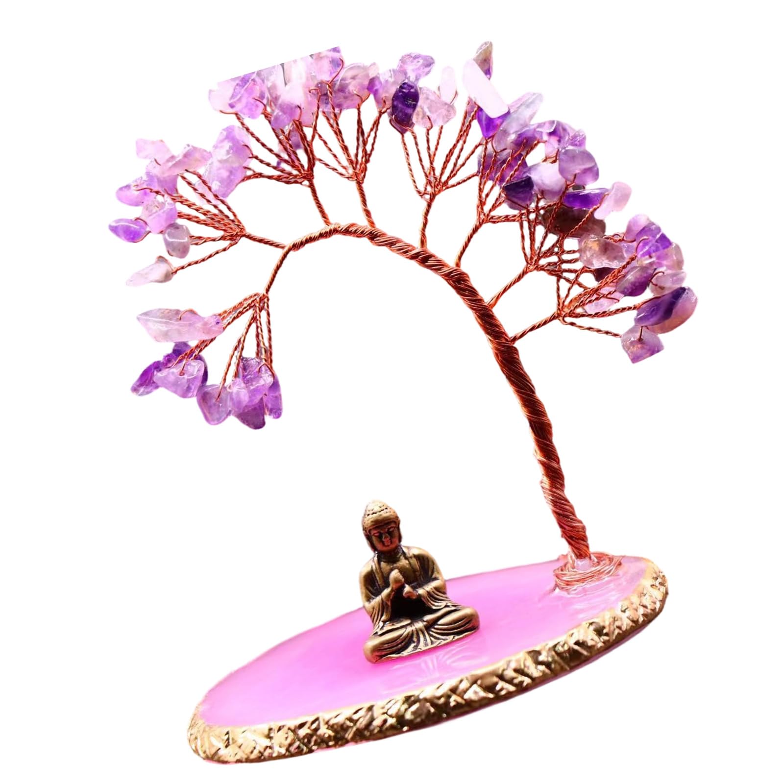Hsioluted Money Tree Buddhas Statue and Crystal Tree Feng Shui Ornament Yogas Meditations Decors Bring Wealth and Good Luck Money for Wealth and Luck