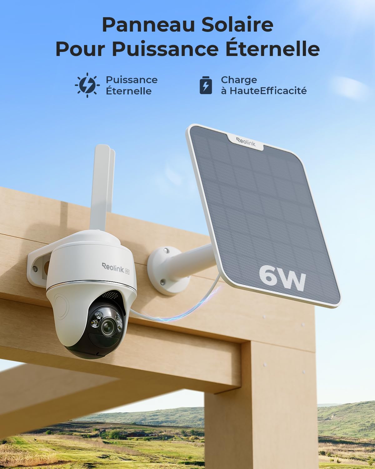Reolink 4K Caméra Solaire 4G Carte SIM, Vision Nuit Couleur, Go PT Ultra | 355° Pan & 140° Tilt, Détection IA Personne/Véhicule/Animal, LTE, Audio Bidirectionnel, Extérieur, Panneau Solaire Inclus