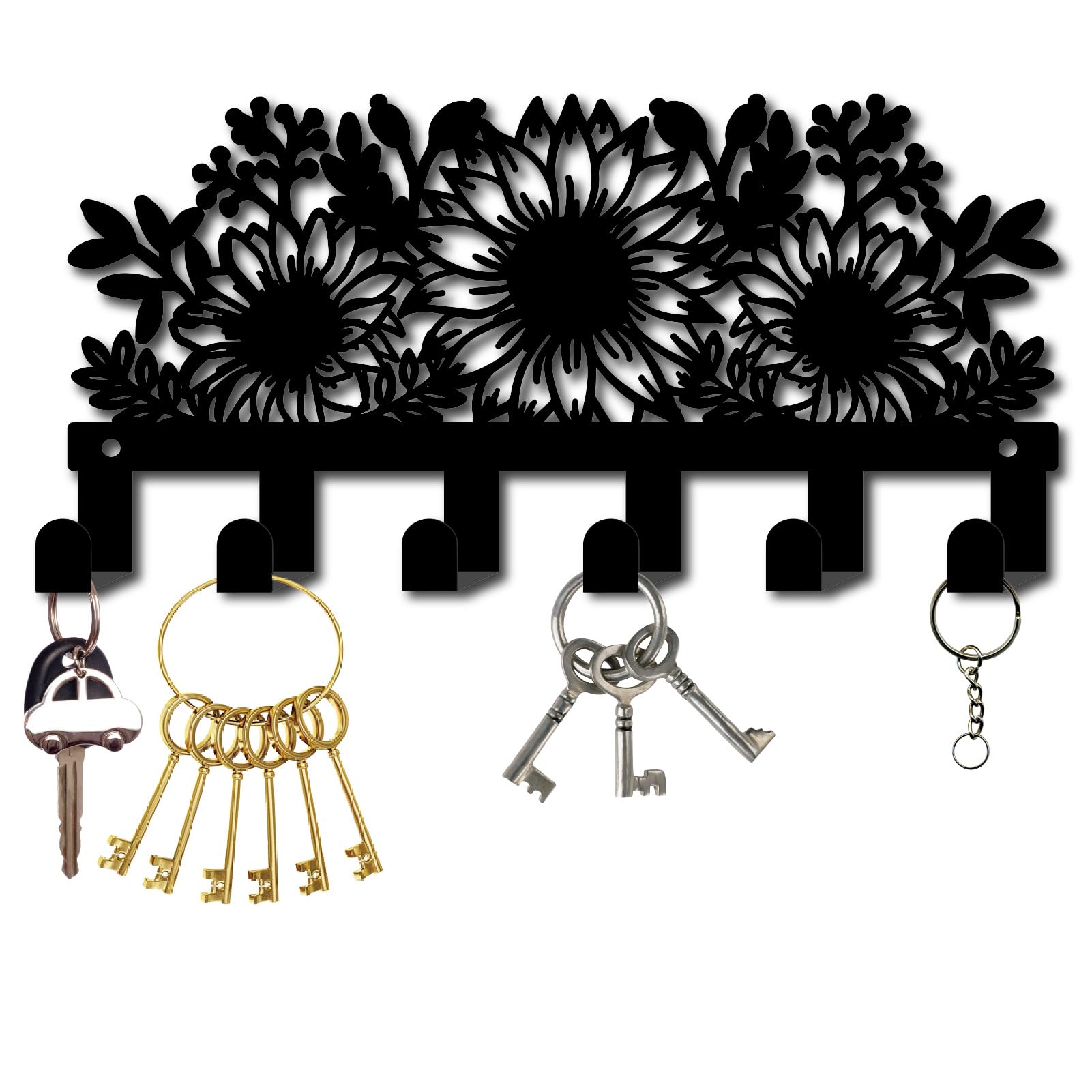 Rangement mural clés métal fleur pour ne plus perdre ses clés dans l'entrée