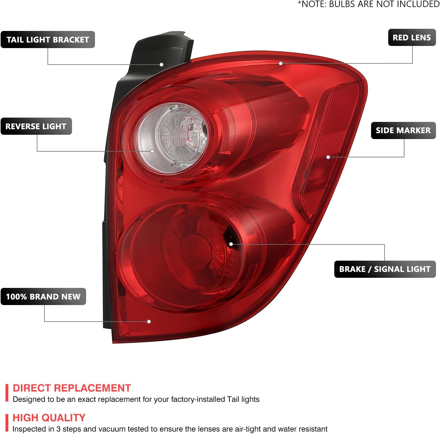 DNA MOTORING Factory OE Style LED/Halogen Passenger Side (Right) Taillight Assembly Compatible with Chevy Equinox 2010-2015, GM2800242, OEM-TL-083-R