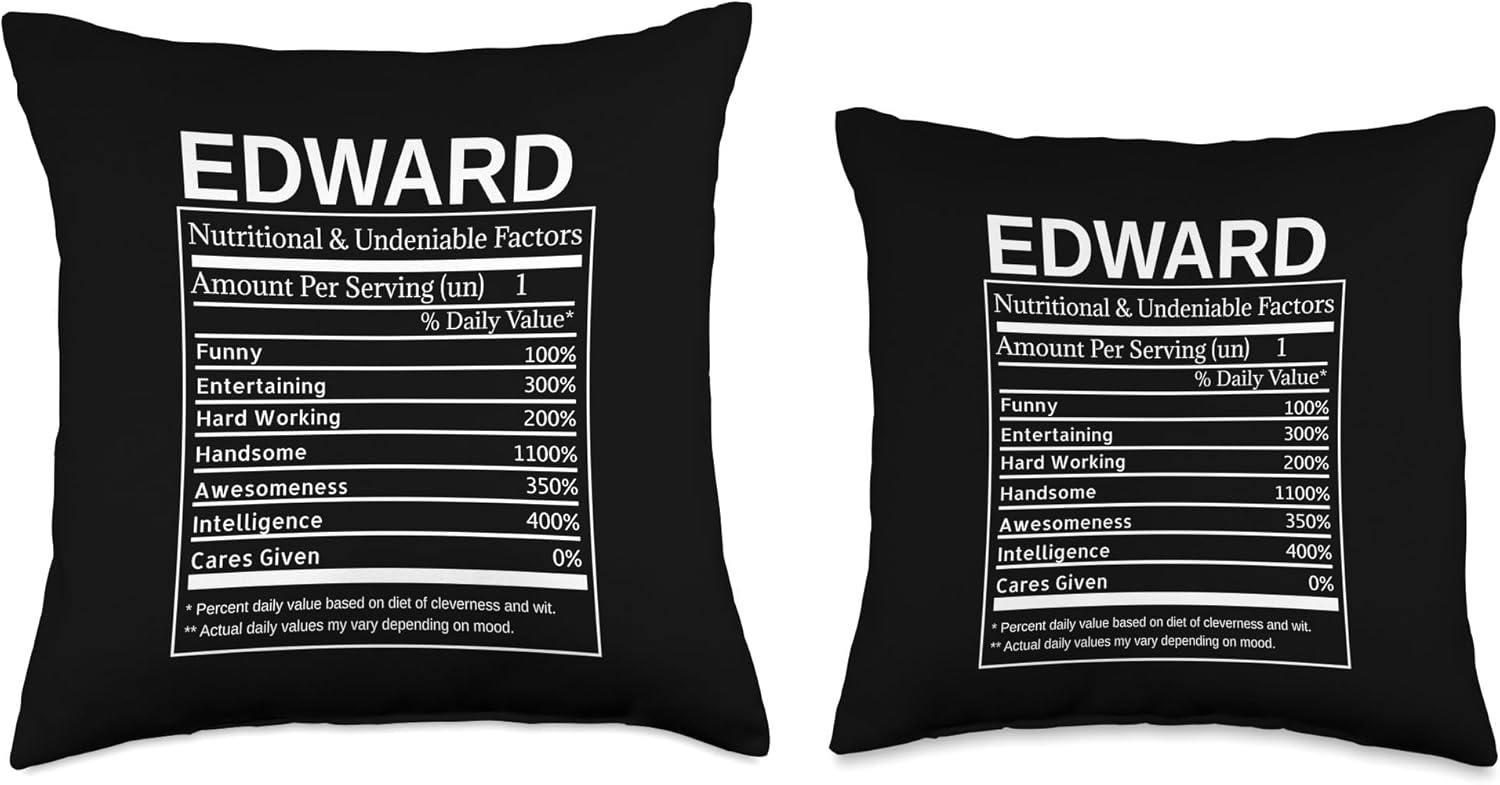 Edward Nutrition Facts Funny Sarcastic Personalized Name Throw Pillow