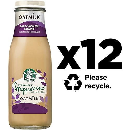 Vista 3 de Starbucks Frappuccino de leche de avena, bebida de café, leche de avena con brownie de chocolate oscuro, botellas de 13.7 onzas líquidas, café