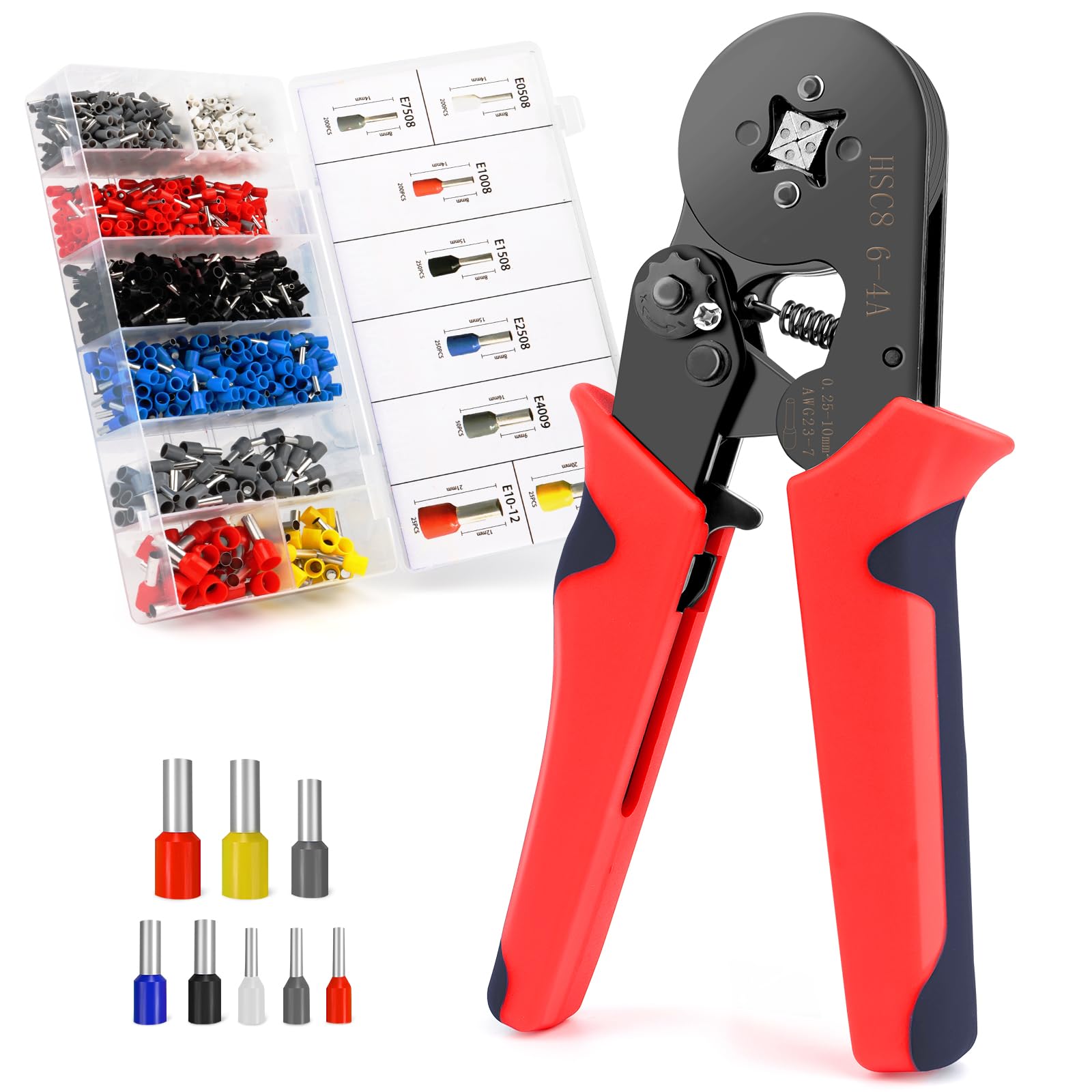 VFANDV Wire End Ferrule Pliers Set, Crimping Pliers, Wire End Ferrules Set with 1200 Pieces Wire End Ferrules Tool Kit, Self-Adjusting, Crimping Pliers, Cable Lugs Set for 0.25-10 mm² (AWG 23-7)-image-11