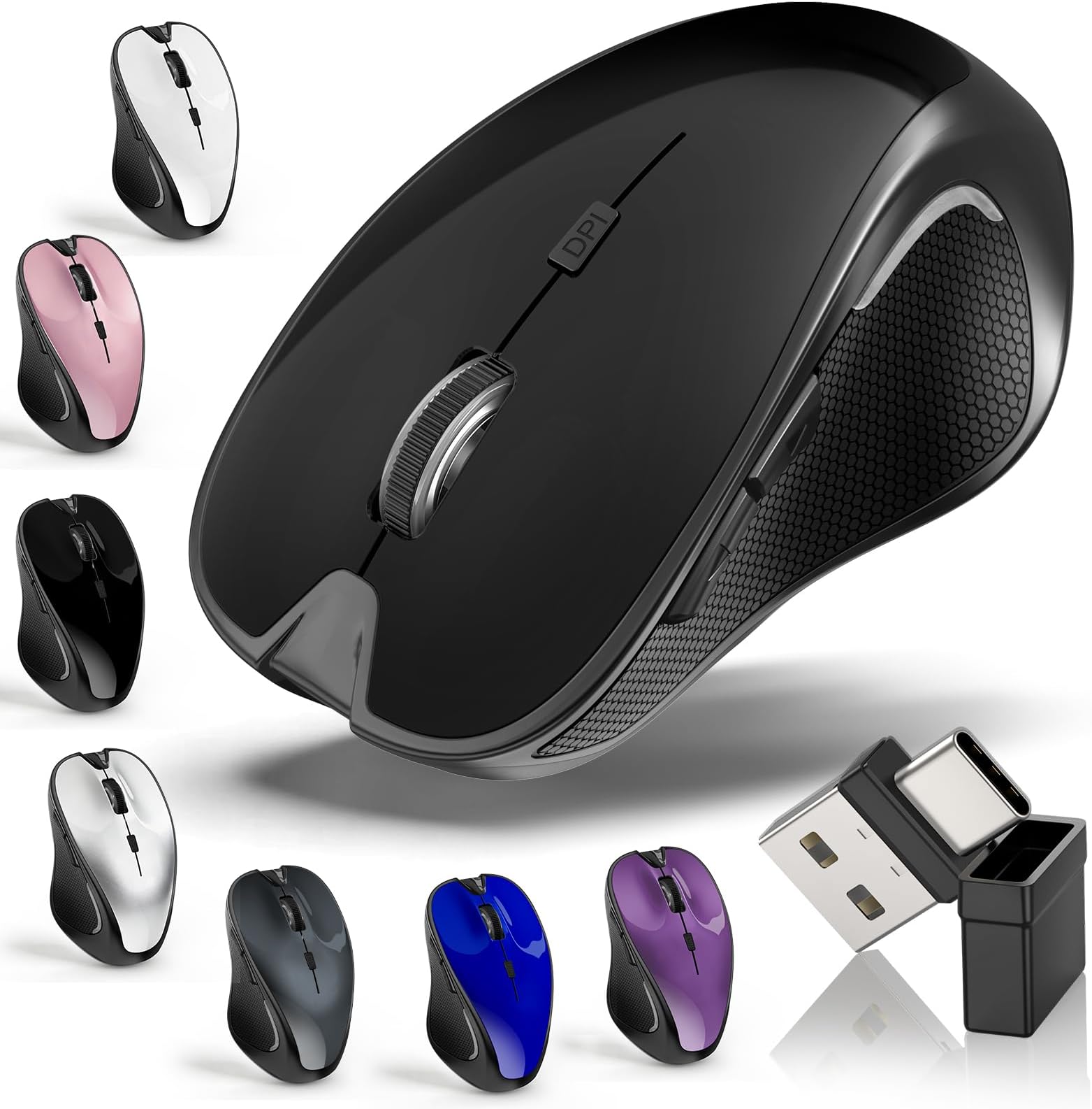 - Mouse for MacBook Bluetooth Wireless Mouse Laptop MacBook Air Mac Pro Silent Rechargeable PC iPad Optical Mouse with Jiggler Dual Mode Switch Bluetooth 5.2/3.0 and 2.4GHz USB Type-C Receiver BLACK