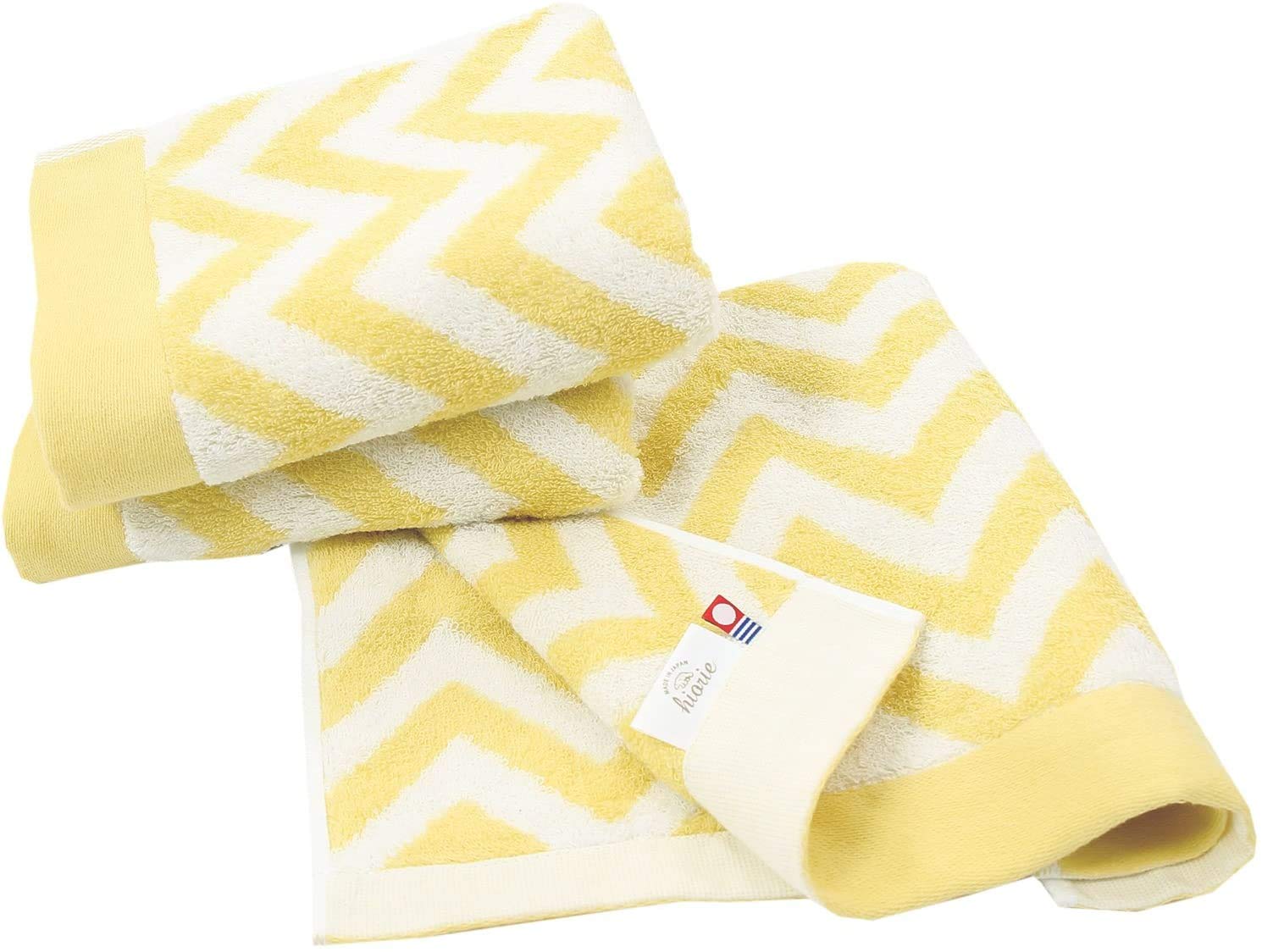 Imabari TowelWave Pattern, Soft and Highly Absorbent - 3 Piece Hand Towel Sets, Citrus