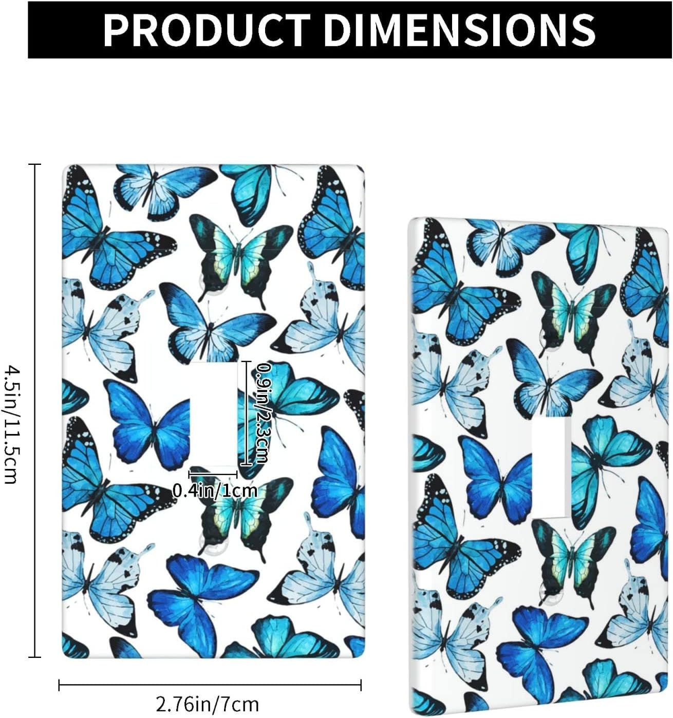 Blue Butterfly Light Switch Cover Wall Plate, Butterflies Single Toggle Light Switch Covers, 1 Gang Switch Plate Covers Wall Plates Decorative for Kitchen Bedroom Living Room 4.5" x 2.76"