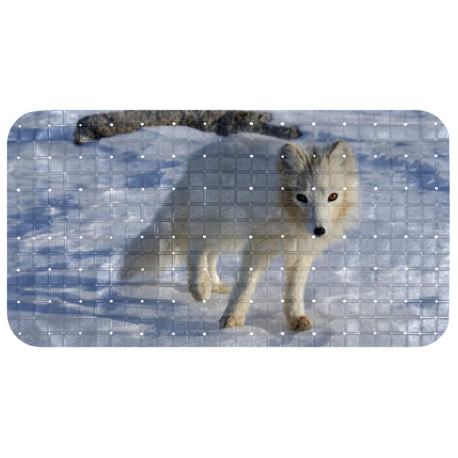 Tapis de bain pour enfants anti-glisse motif renard arctique