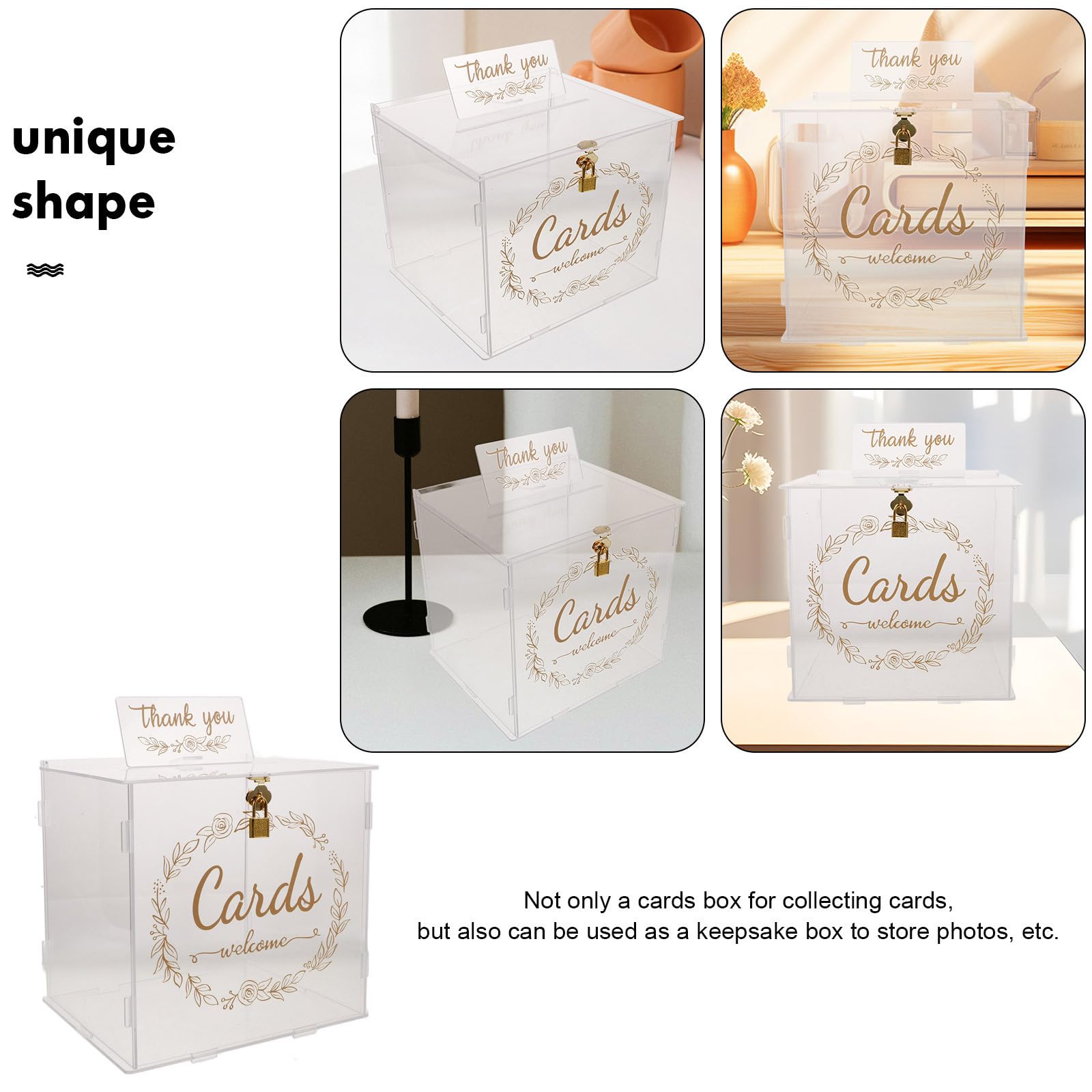 Garneck Hochzeitsgeldkasse aus Acryl mit Transparentem Design und Schloss Kartenbox für Umschläge und Erinnerungen an Hochzeitsfeiern