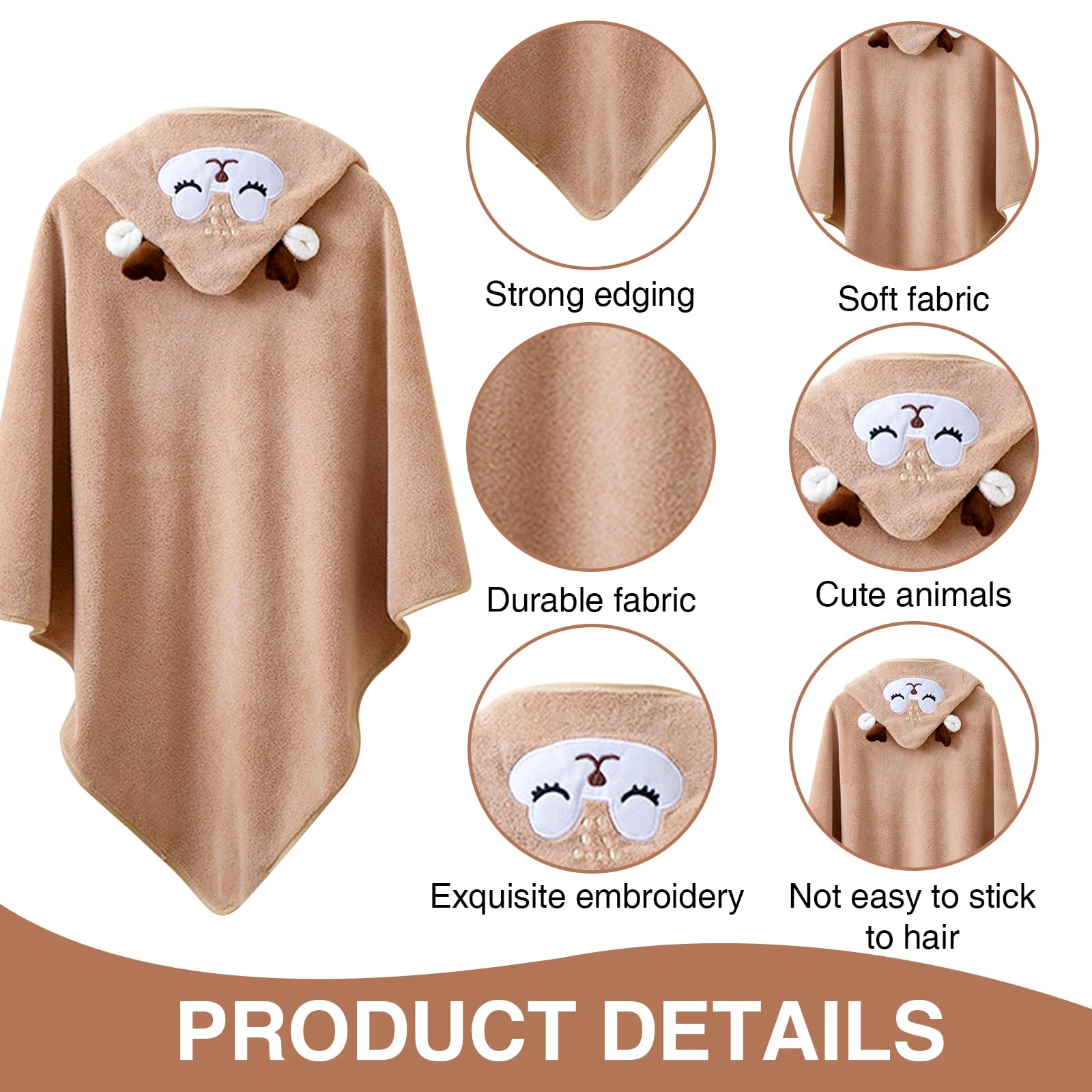 XdealCozyxc Hooded Baby Towel, Ultra Soft Bath Towels Newborn with Hood for Boy and Girl (Brown), 80*80 - Image 3
