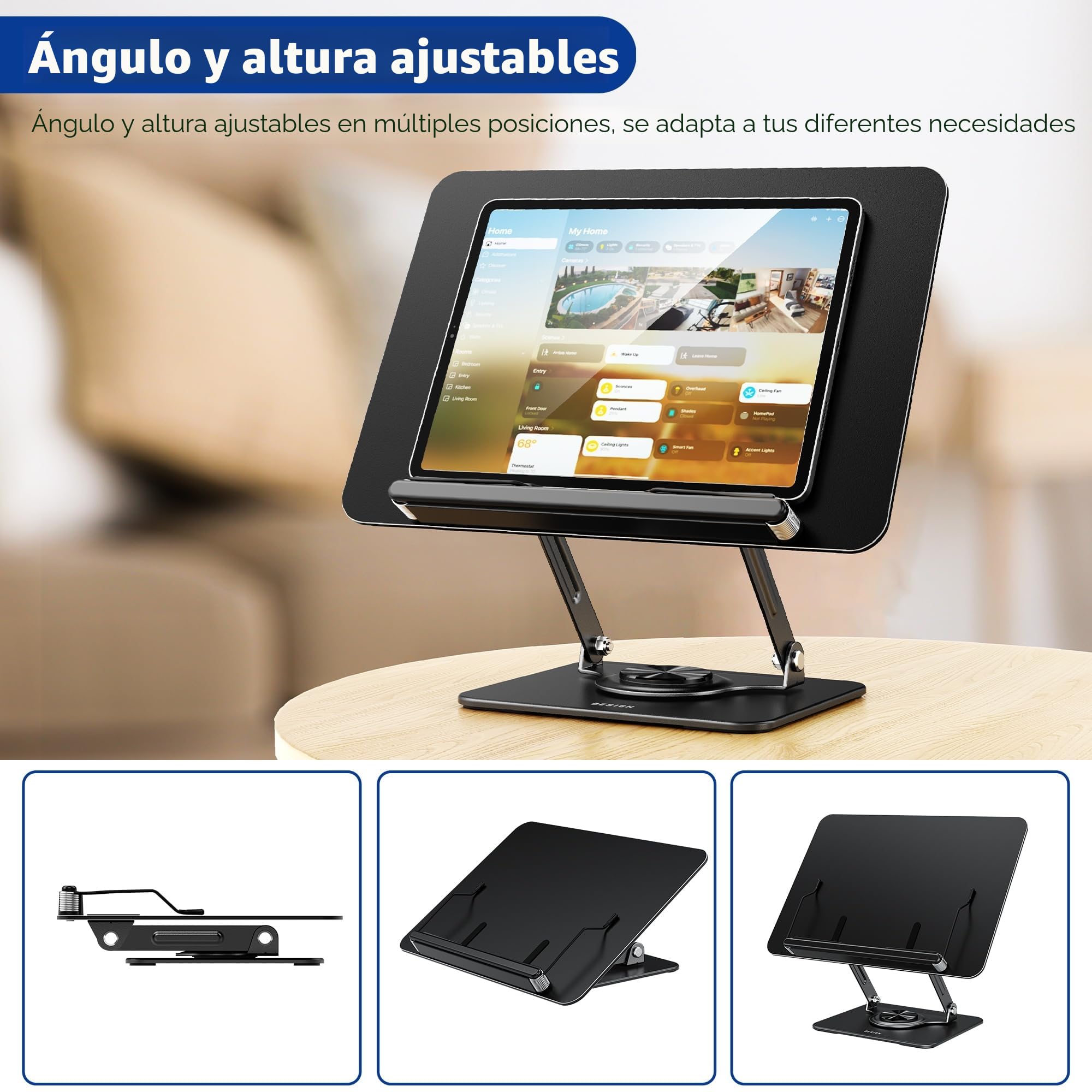 BESIGN BS02 Soporte para libros ajustable ergonómico para lectura portátil con clips de página elásticos