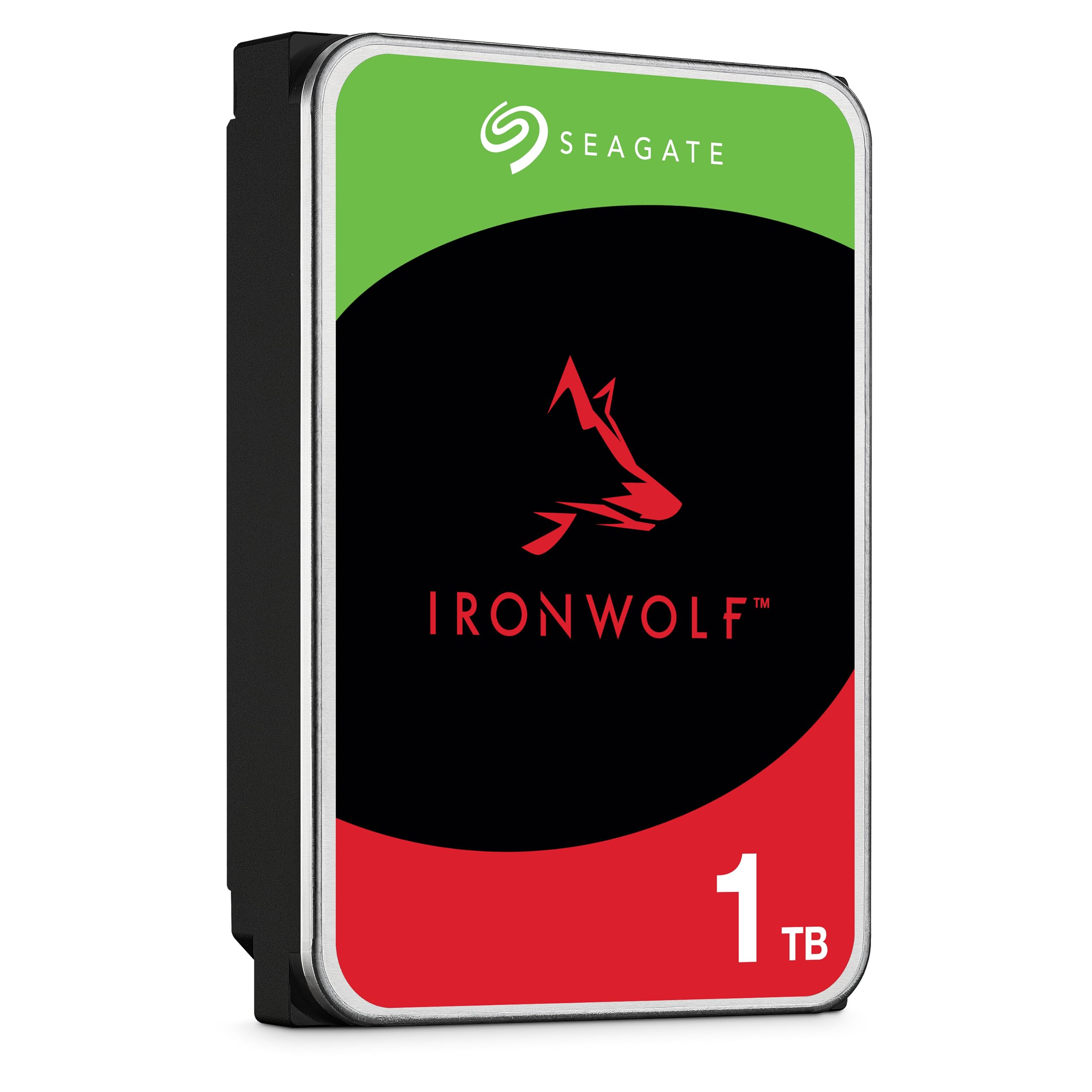 Seagate IronWolf 1 to, Disque Dur Interne NAS HDD, CMR 3,5" SATA 6 Gbit/s 5400 TR/Min, 64 Mo de mémoire Cache, pour NAS Raid, Services Rescue valables 3 Ans (ST1000VN008)