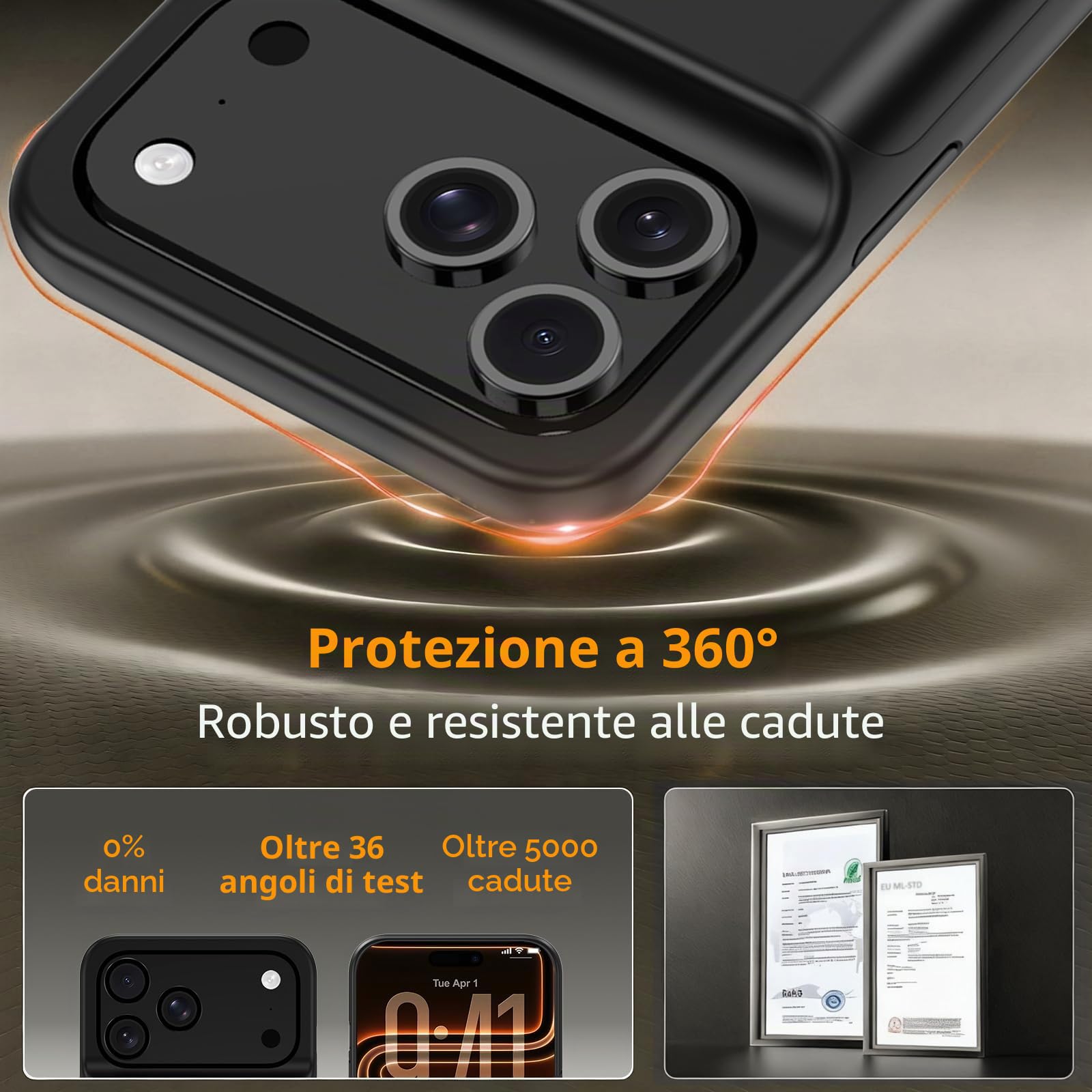 Custodia con batteria per iPhone 17 Pro (6,3 pollici), 8500 mAh, caricabatterie portatile per iPhone 17 Pro, custodia ultra sottile con batteria estesa e custodia protettiva con funzione di
