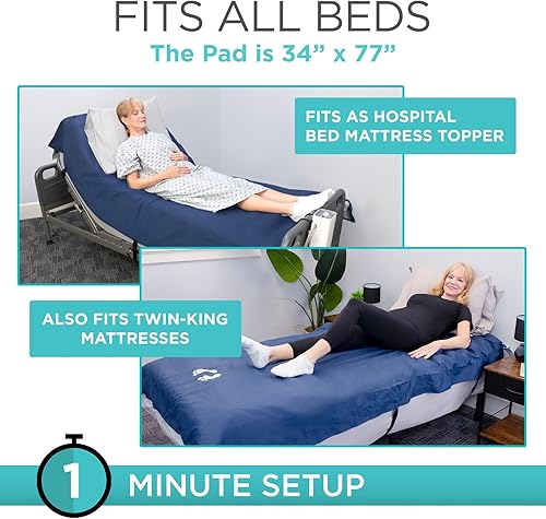 Miniatura 4 de Vive Colchón de presión alterna de 5 pulgadas, almohadilla de aire para úlceras, prevención de úlceras, tratamiento postrado en cama, funda