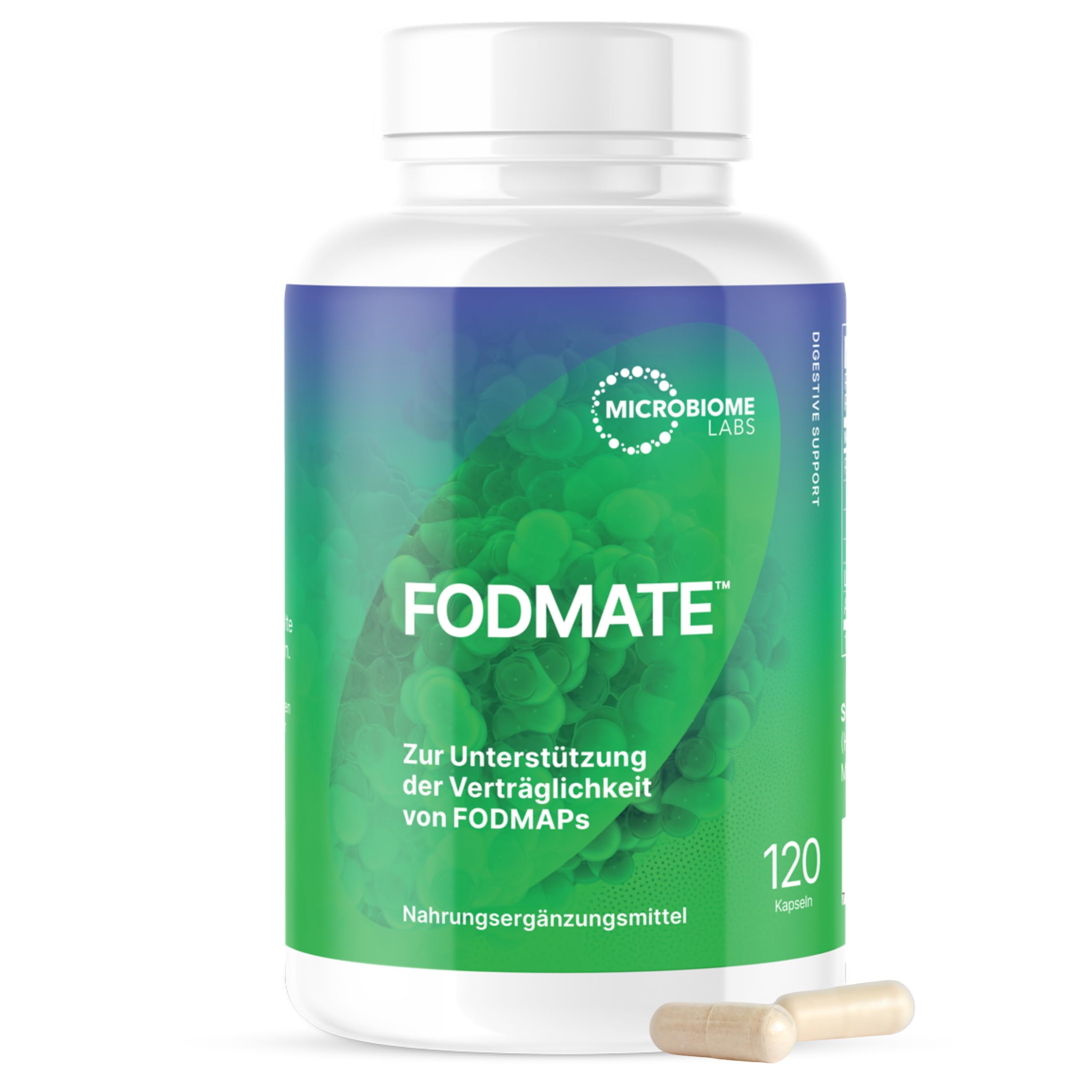 Microbiome Labs FODMATE Verdauungsenzyme für empfindlichen Magen, 120 Kaps