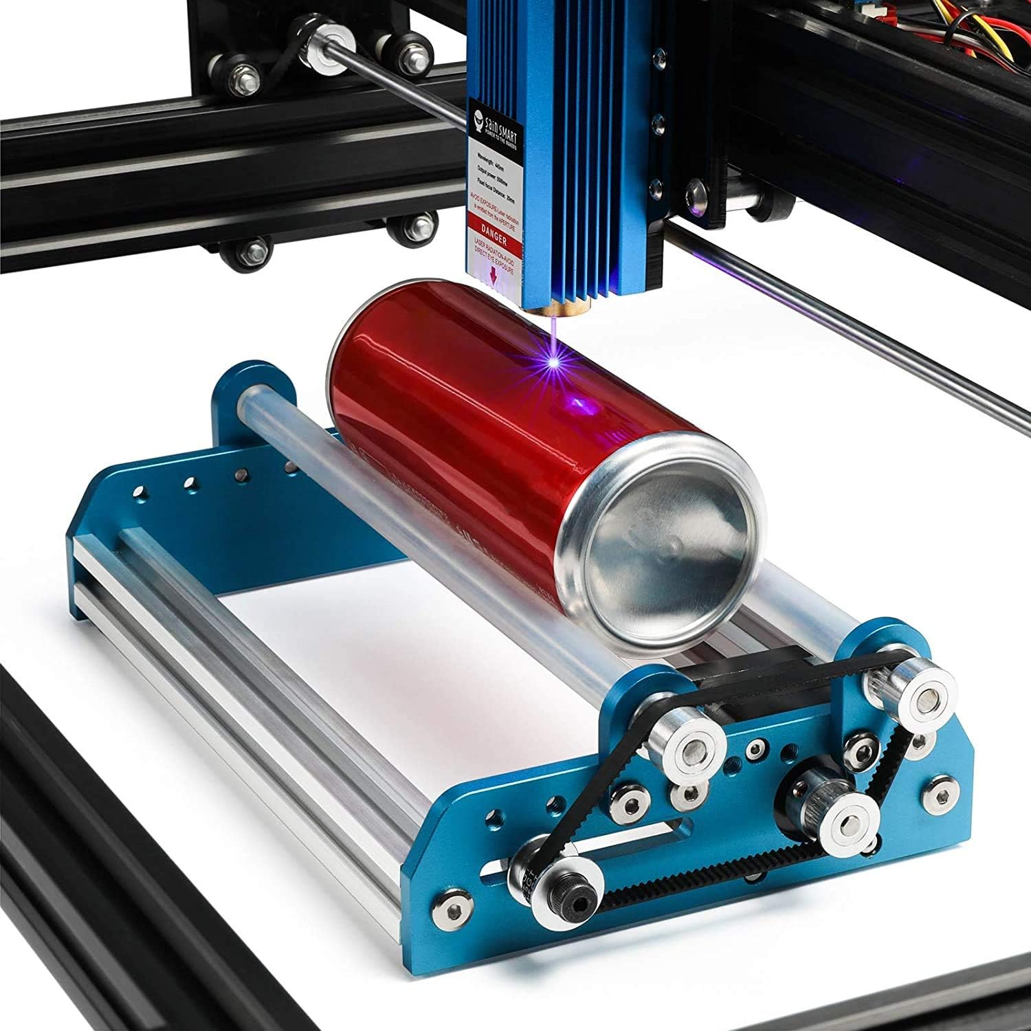 Genmitsu Laser Engraver Aluminum Y-axis Rotary Roller Engraving Module for Laser Engraving Cutting Cylindrical Objects Cans, DIY Laser Marking Compatible With Most Kinds of Desktop Laser Engravers