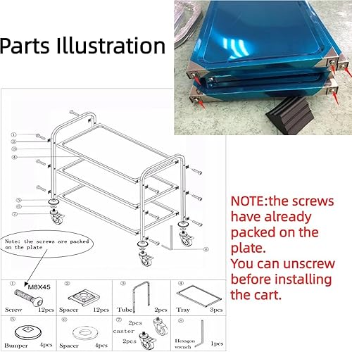 Miniatura 8 de Nisorpa Carrito utilitario de acero inoxidable de 3 niveles, 30 pulgadas de largo x 16 pulgadas de ancho x 33 pulgadas de alto, carritos rodantes de