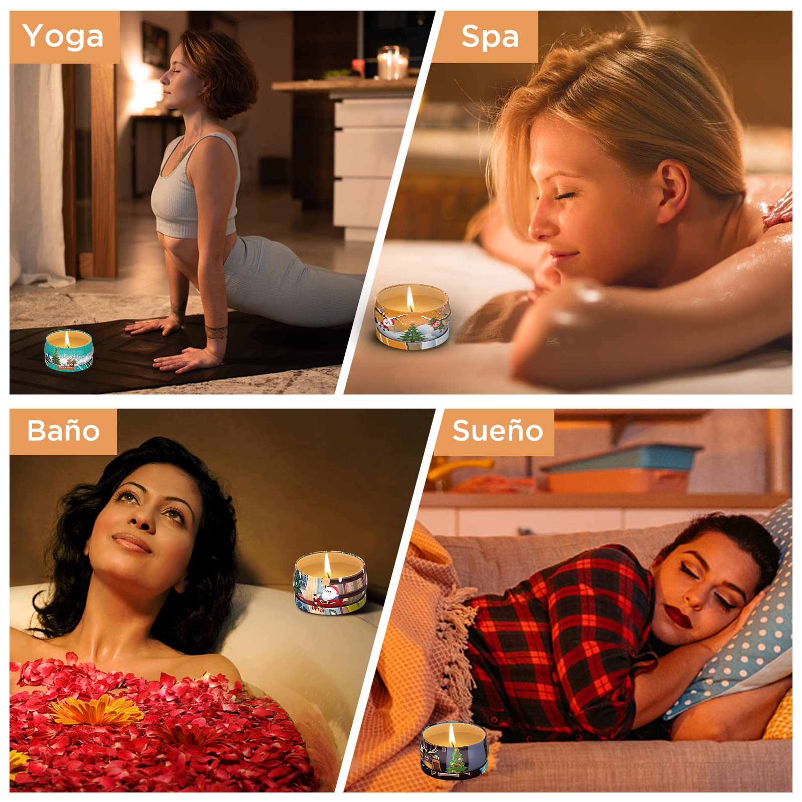 Primevolve 12 Pezzi candele profumate, 100% Cera di Soia Naturale, pensierini natalizi, set regali donna, Adatto per Compleanno Matrimonio Bagno Yoga