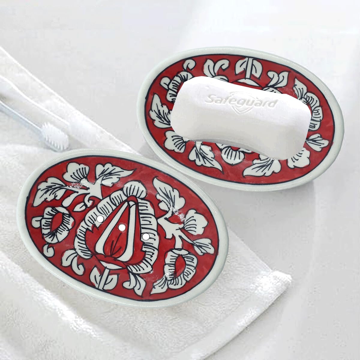 LOOKS FIRST Handmade Ceramic Soap Dish Stand Holder Bathroom soap case Holder Stand, 5 Inch | (Colore Red) (B09HR7XLDP) Amazon Price History, Amazon Price Tracker