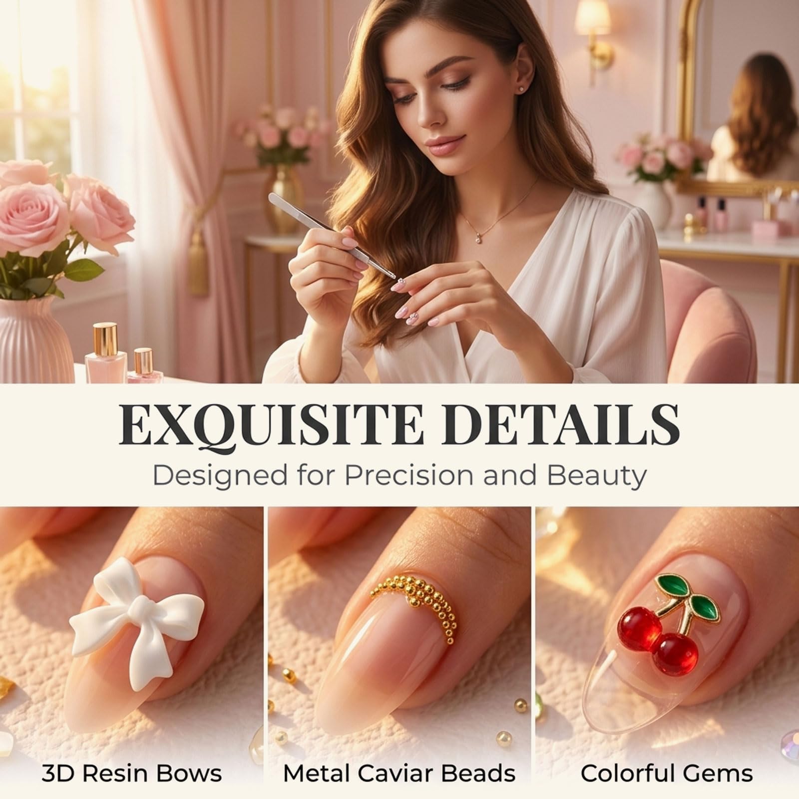 9000PCS 3D nail charms Set – Kit de charms pour ongles Y2K, 110 styles de strass, perles, papillons et accessoires DIY pour la décoration ongulaire