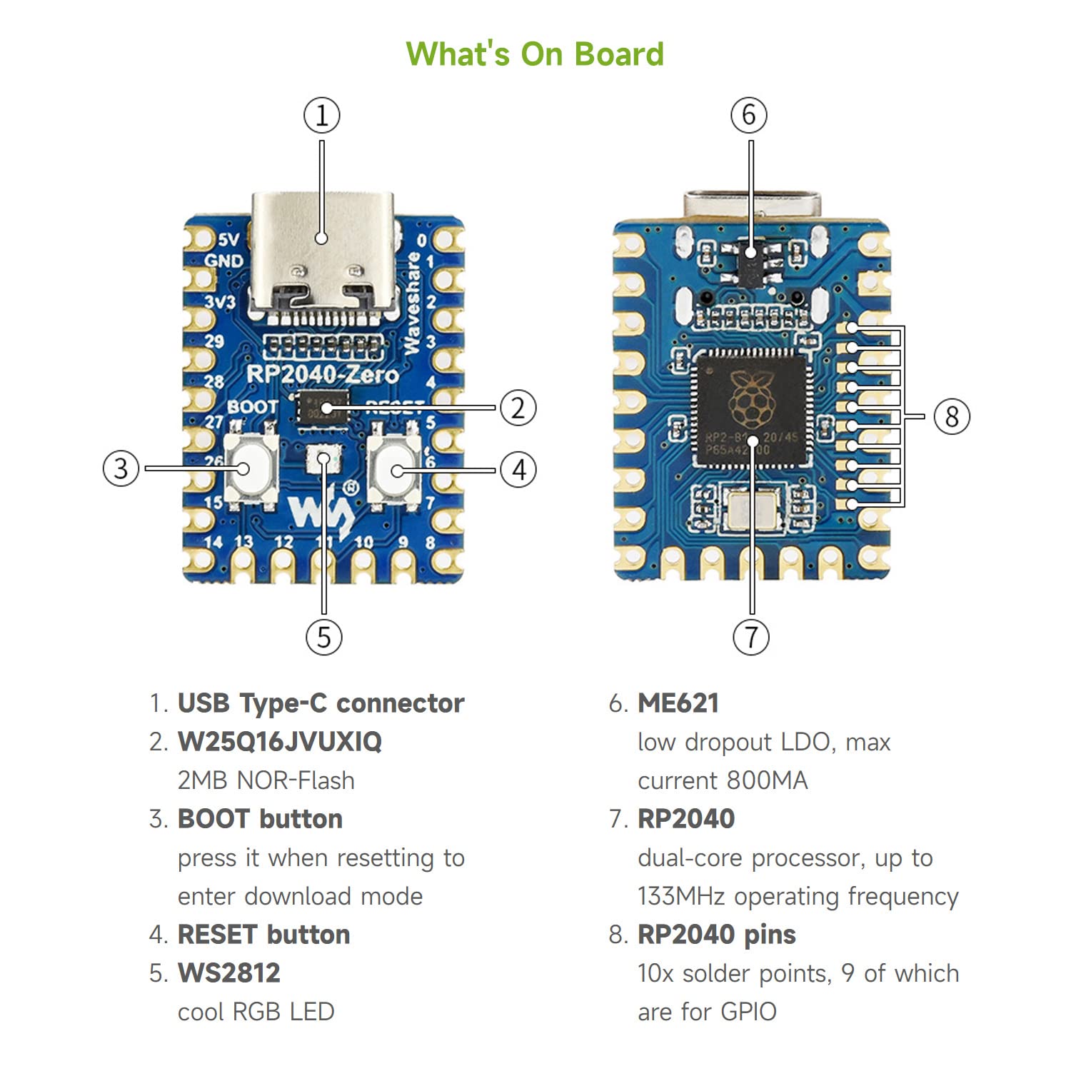 LUCKFOX RP2040-Zero Mini Development Board, Compact Microcontroller Development Board, Support C/C++/Python Development…