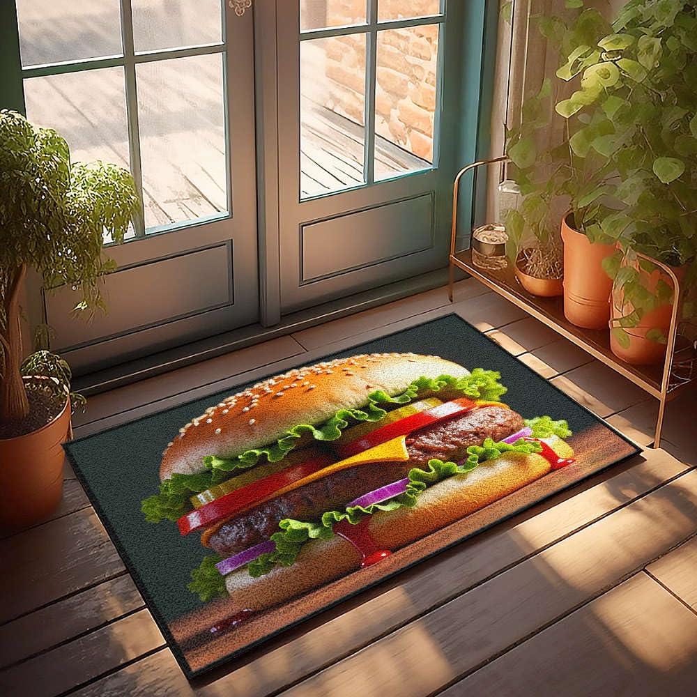 Grand paillasson d'intérieur burger pour garder vos sols propres en automne