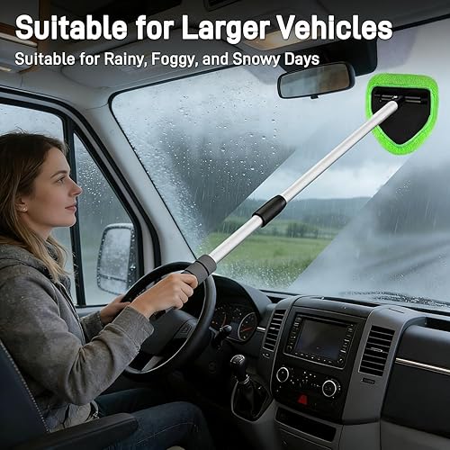 Miniatura 2 de XINDELL - Herramienta de limpieza de parabrisas de 29 pulgadas, kit de limpieza de ventana interior de automóvil con mango largo extendido y 4