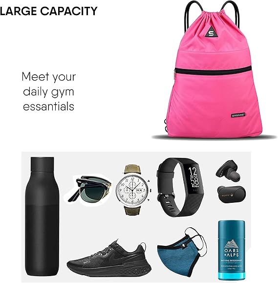 SDJMa Gym Drawstring Bag, Waterproof Drawstring Backpack With Zipper Pocket, Men's And Women's Fitness Drawstring Bag Swimming Bag,Large Capacity, Can Put Basketball Soccer - Walmart Supplies