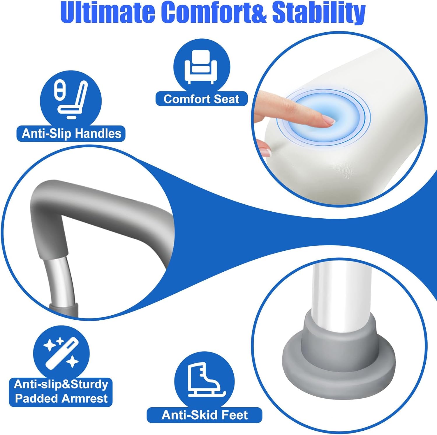 Toilet Seat Riser for Seniors, FSA and HSA Eligible Raised Toilet Seat with Handles, 8-Level Height and 3-Level Width Adjustment, Fits Most Body Sizes and Toilets, for Elderly, Pregnant, and Disabled