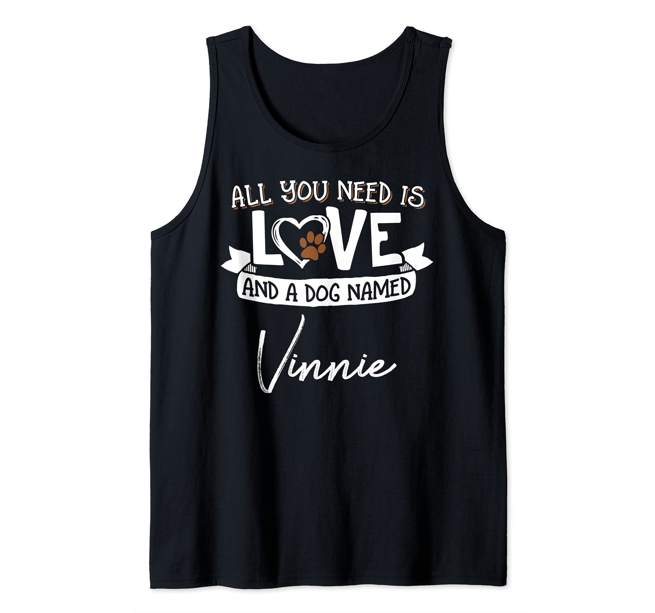 Cute Dog Named Vinnie Design for Women and Men Tank Top, Black