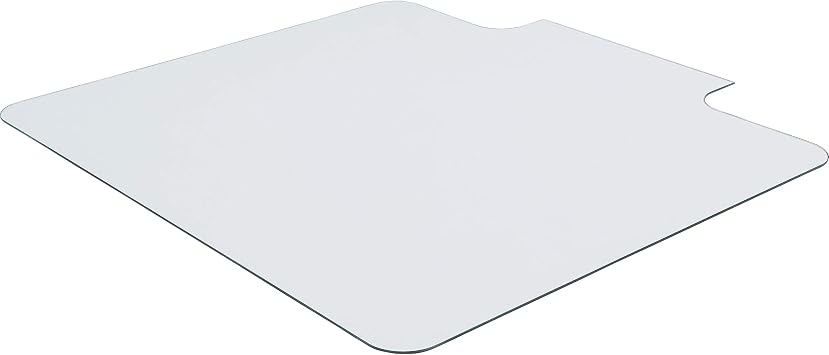 Lorell Tempered Glass Chairmat with Lip, 45" x 53", Clear, 1 Each