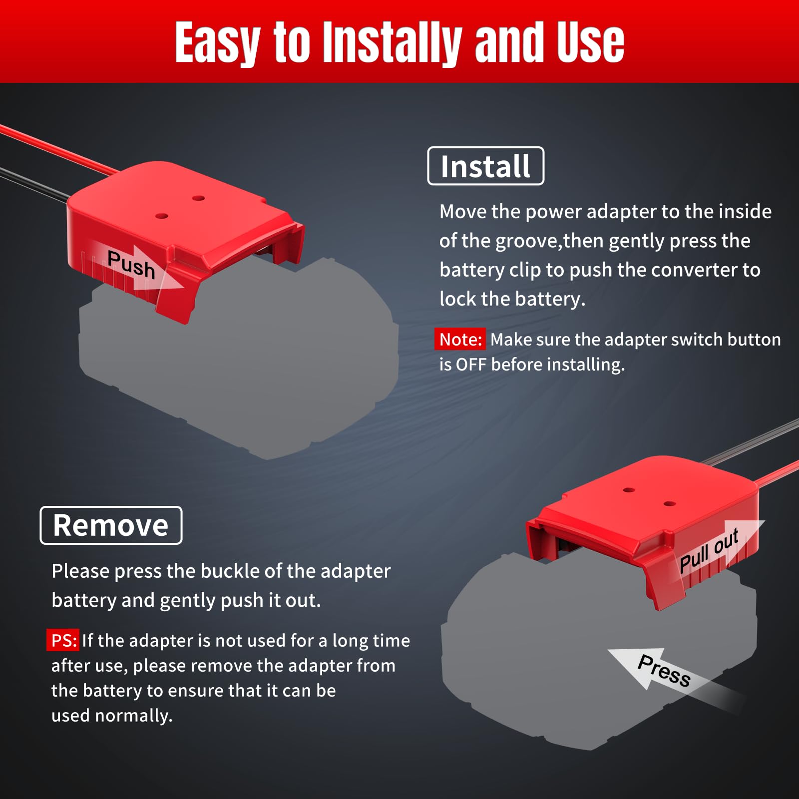 Paquete de 2 adaptadores de rueda de alimentación compatibles con Milwaukee 18 V adaptador de batería con corte de bajo voltaje para juguetes de coche RC DIY