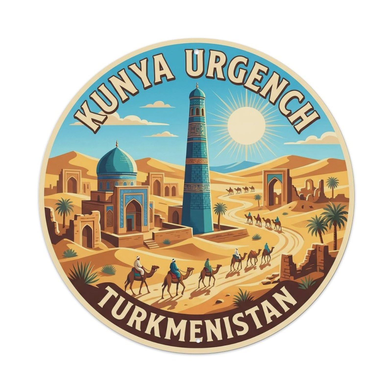 Classic Turkmenistan Kunya City Landmark Travel Metal Tin Sign