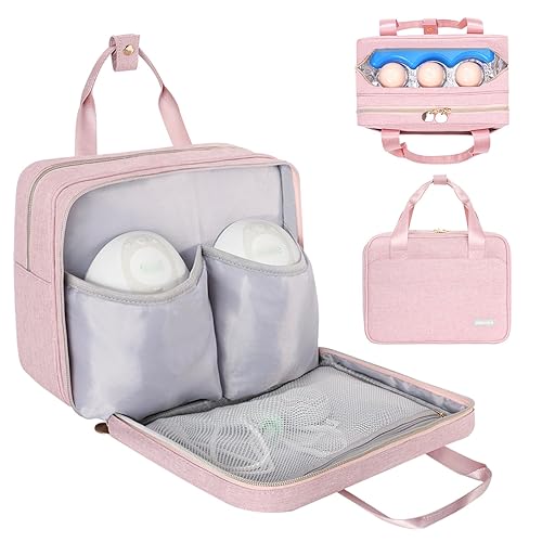 Bolsa de extractor de leche portátil con enfriador compatible con Elvie, Momcozy S12 Pro, sauce y bomba Medela con estilo, funda de transporte para